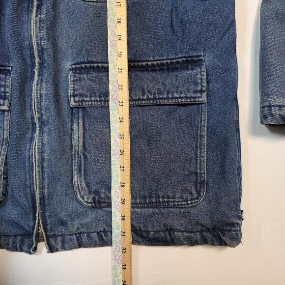 Coleman Outdoor Men's L VTG Denim Chore Jacket Lined Corduroy Collar Distressed - Picture 13 of 15